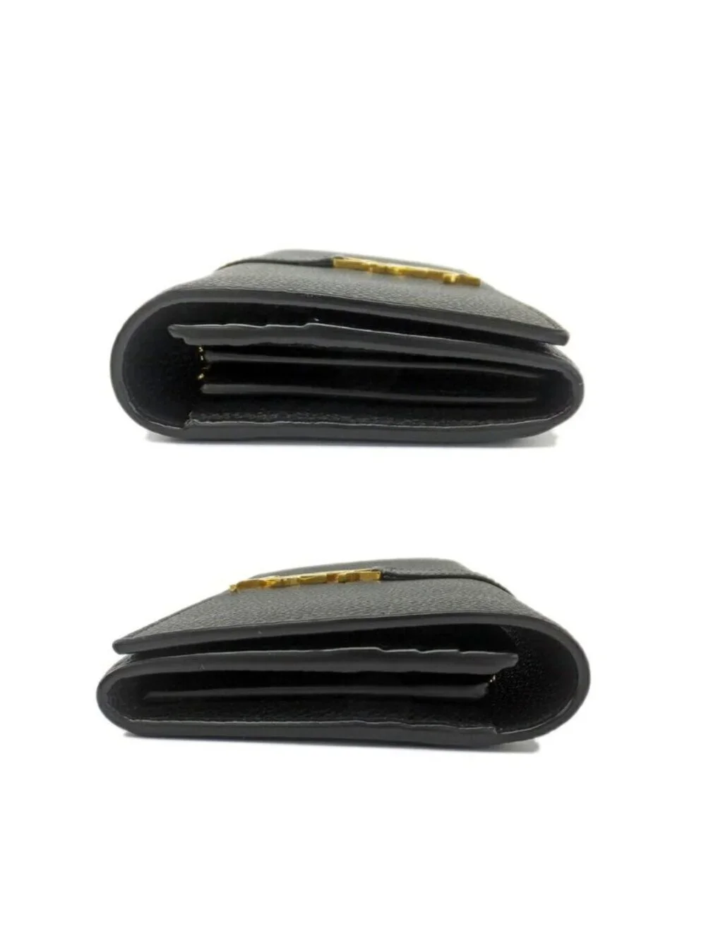 Saint Laurent Ten YSL Line Large Flap Wallet Gold Black